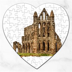 Ruin Monastery Abbey Gothic Whitby Jigsaw Puzzle (heart) by Sapixe