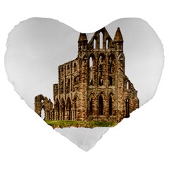 Ruin Monastery Abbey Gothic Whitby Large 19  Premium Heart Shape Cushions by Sapixe