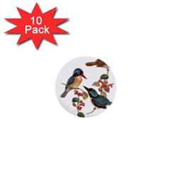 Bird Birds Branch Flowers Vintage 1  Mini Buttons (10 Pack) 