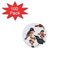 Bird Birds Branch Flowers Vintage 1  Mini Buttons (100 Pack)  by Sapixe