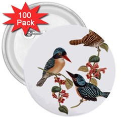 Bird Birds Branch Flowers Vintage 3  Buttons (100 Pack)  by Sapixe