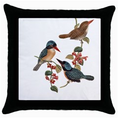 Bird Birds Branch Flowers Vintage Throw Pillow Case (black) by Sapixe