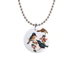 Bird Birds Branch Flowers Vintage Button Necklaces