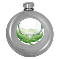 Pearl Drop Flower Plant Round Hip Flask (5 Oz) by Sapixe