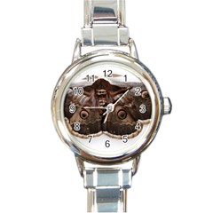 Night Butterfly Butterfly Giant Round Italian Charm Watch by Sapixe