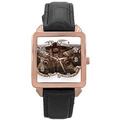 Night Butterfly Butterfly Giant Rose Gold Leather Watch  by Sapixe