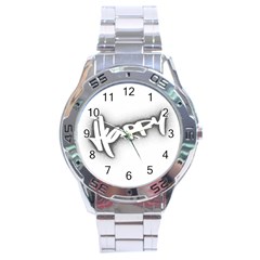 Lettering Points Creative Pen Dots Stainless Steel Analogue Watch by Sapixe