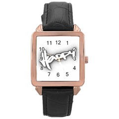 Lettering Points Creative Pen Dots Rose Gold Leather Watch  by Sapixe