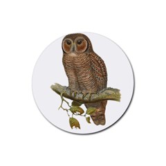 Bird Owl Animal Vintage Isolated Rubber Round Coaster (4 Pack)  by Sapixe