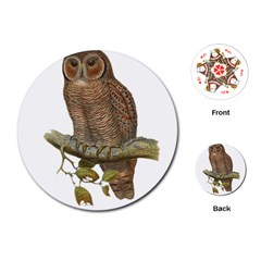 Bird Owl Animal Vintage Isolated Playing Cards (round)  by Sapixe