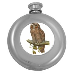 Bird Owl Animal Vintage Isolated Round Hip Flask (5 Oz) by Sapixe