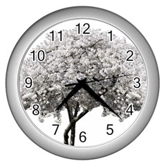 Nature Tree Blossom Bloom Cherry Wall Clocks (silver) 