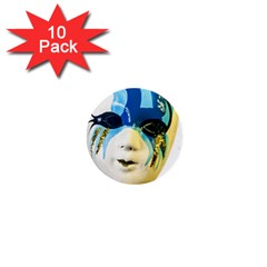 Porcelain Mask Minature Mask 1  Mini Buttons (10 Pack) 