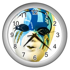 Porcelain Mask Minature Mask Wall Clocks (silver) 