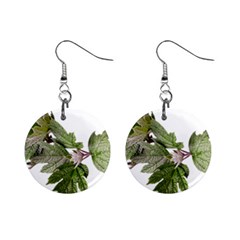 Leaves Plant Branch Nature Foliage Mini Button Earrings by Sapixe