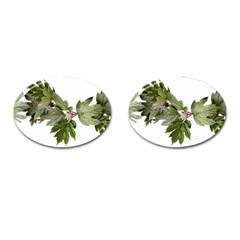 Leaves Plant Branch Nature Foliage Cufflinks (oval) by Sapixe