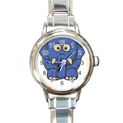 Elephant Animal Cartoon Elephants Round Italian Charm Watch by Sapixe