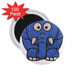 Elephant Animal Cartoon Elephants 2 25  Magnets (100 Pack)  by Sapixe