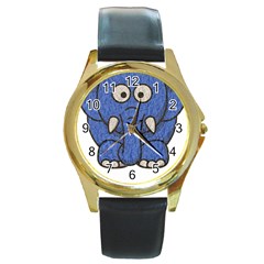 Elephant Animal Cartoon Elephants Round Gold Metal Watch by Sapixe