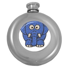 Elephant Animal Cartoon Elephants Round Hip Flask (5 Oz) by Sapixe