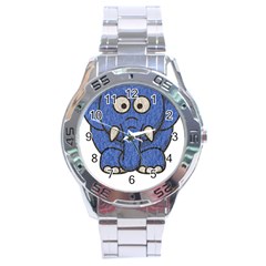 Elephant Animal Cartoon Elephants Stainless Steel Analogue Watch by Sapixe