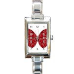 Butterfly Red Fractal Art Nature Rectangle Italian Charm Watch Front