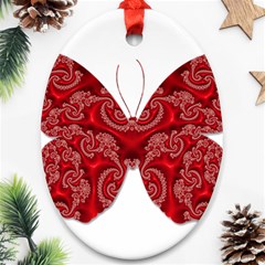 Butterfly Red Fractal Art Nature Ornament (oval) by Sapixe