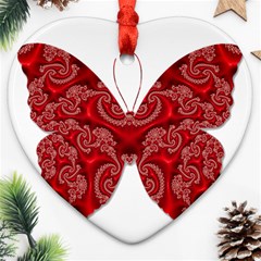 Butterfly Red Fractal Art Nature Ornament (heart) by Sapixe