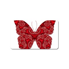 Butterfly Red Fractal Art Nature Magnet (name Card) by Sapixe