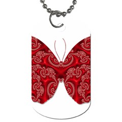 Butterfly Red Fractal Art Nature Dog Tag (two Sides) by Sapixe