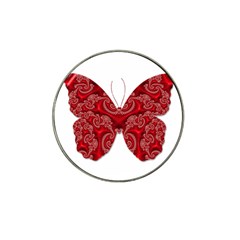 Butterfly Red Fractal Art Nature Hat Clip Ball Marker (4 Pack) by Sapixe