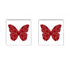 Butterfly Red Fractal Art Nature Cufflinks (square) by Sapixe