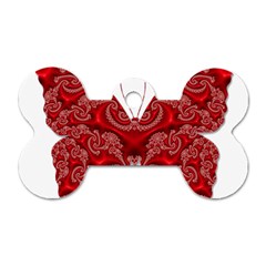 Butterfly Red Fractal Art Nature Dog Tag Bone (two Sides) by Sapixe