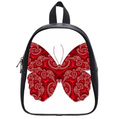 Butterfly Red Fractal Art Nature School Bag (small) by Sapixe