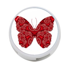 Butterfly Red Fractal Art Nature 4-port Usb Hub (one Side) by Sapixe