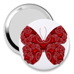 Butterfly Red Fractal Art Nature 3  Handbag Mirrors by Sapixe