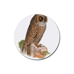 Bird Owl Animal Vintage Isolated Rubber Coaster (round)  by Sapixe