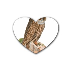 Bird Owl Animal Vintage Isolated Rubber Coaster (heart)  by Sapixe