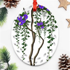 Image Cropped Tree With Flowers Tree Oval Filigree Ornament (two Sides)