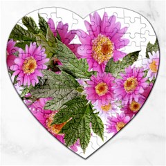 Daisies Flowers Arrangement Summer Jigsaw Puzzle (heart) by Sapixe