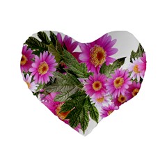 Daisies Flowers Arrangement Summer Standard 16  Premium Flano Heart Shape Cushions by Sapixe