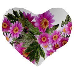 Daisies Flowers Arrangement Summer Large 19  Premium Flano Heart Shape Cushions by Sapixe