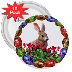 Easter Eggs Rabbit Celebration 3  Buttons (10 pack) 