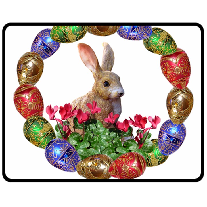 Easter Eggs Rabbit Celebration Fleece Blanket (Medium) 