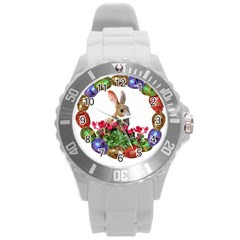 Easter Eggs Rabbit Celebration Round Plastic Sport Watch (l) by Sapixe