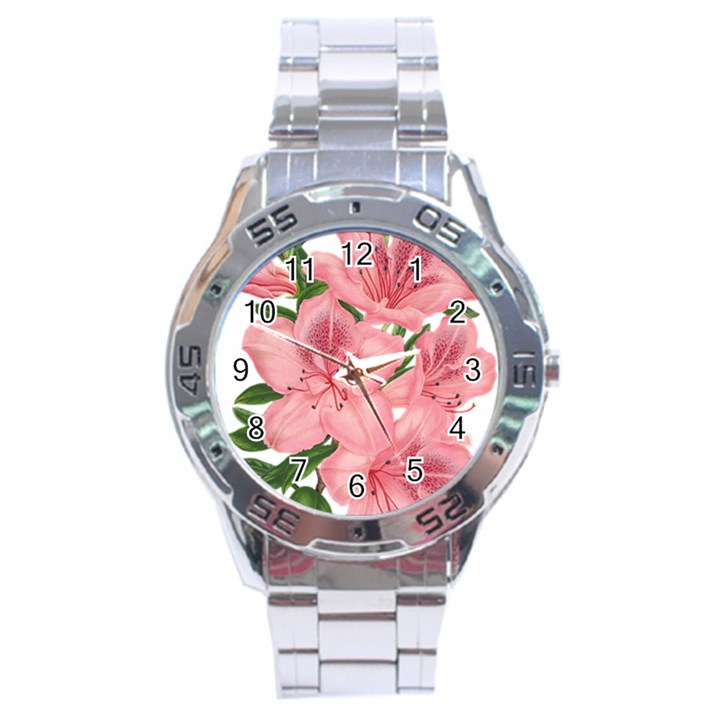 Flower Plant Blossom Bloom Vintage Stainless Steel Analogue Watch