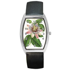 Passion Flower Flower Plant Blossom Barrel Style Metal Watch