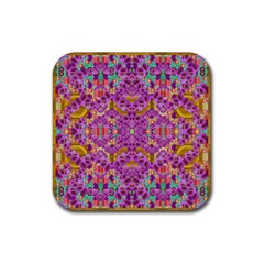 Fantasy Flower Festoon Garland Of Calm Rubber Coaster (square)  by pepitasart