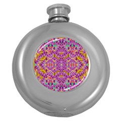 Fantasy Flower Festoon Garland Of Calm Round Hip Flask (5 Oz) by pepitasart