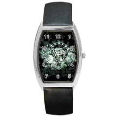 Awesome Tiger In Green And Black Barrel Style Metal Watch